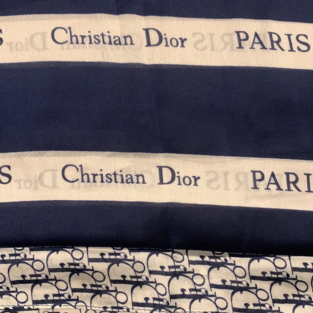 Christian Dior Cashmere Silk Logo Wrap Scarf 70” x 34.5”